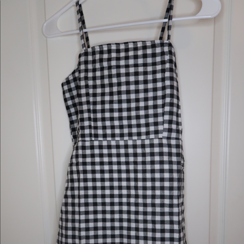 black and white checkered dress